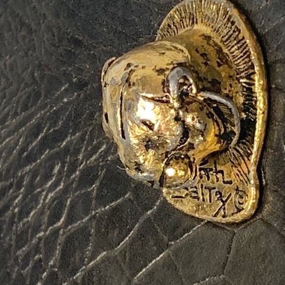 Ruth Saltz Vintage Black Leather Chain Cougar Shoulder Bag - Picture 4 of 9